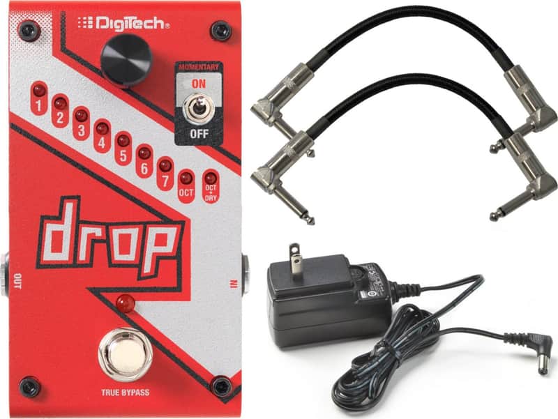 Digitech DROP Compact Polyphonic Drop Tune Pitch-Shifter w/ Power Supply and 2 Patch Cables image 1