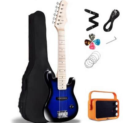 30 Inches Real Kids Electric Guitar with Beginner Kit, Right Handed, Blueburst image 1