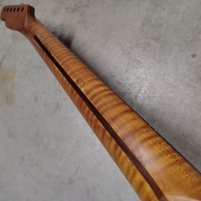 Flame Roasted Maple Tele Neck fits fender Telecaster body 22 frets modern image 11