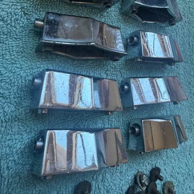 Fibes Lot of 8 Floor or Mounted Tom Bass Drum Lugs with 16 Mount Screws 70s - Chrome image 6