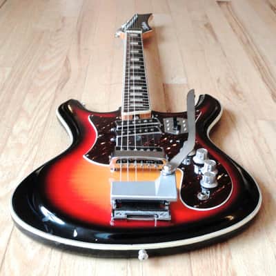 1960s Silvertone 1445 Vintage Electric Guitar by Teisco German Carve 1441 w/ gigbag & Original Strap image 10