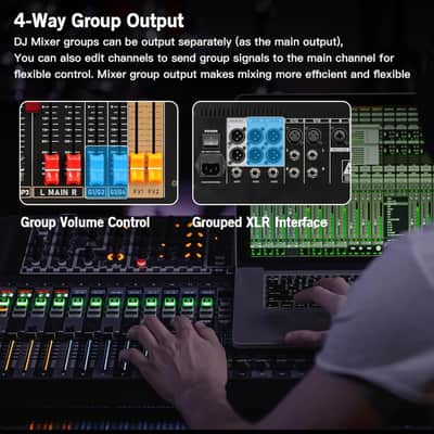 TKLBLS LA60 Professional Audio Mixer, 16 Channel Sound Board Mixing Console, Dual DSP image 8