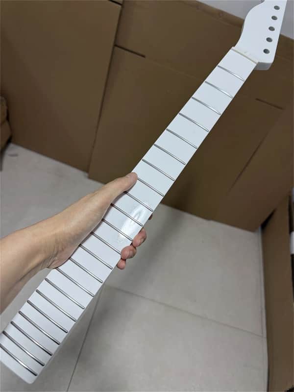 Reverse Head Stainless steel 22fret White Gloss Maple Electric Guitar Neck image 1