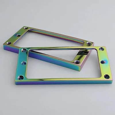 Rainbow Finish Metal Guitar Flat Humbucker Pickup Rings Frames image 2
