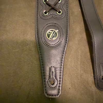 Vorson Padded Leather Guitar Strap - Black w/ Black Lacing (Gilmour-style) image 2