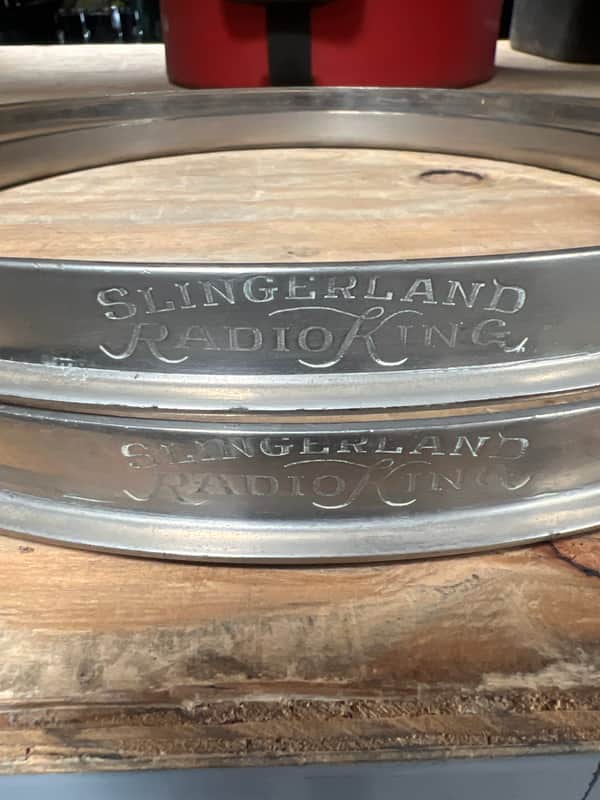 Pair of 12" Slingerland Radio king hoops - single flange 40s-50s - Nickel image 1