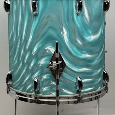 Gretsch 20/12/14/5.5x14" Progressive Jazz 60's Round Badge Drum Set - Aqua Satin Flame image 24