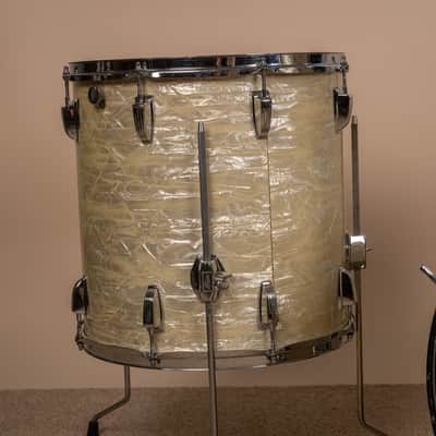1960s Ludwig Rock Duo White Marine Pearl Drum Set image 4