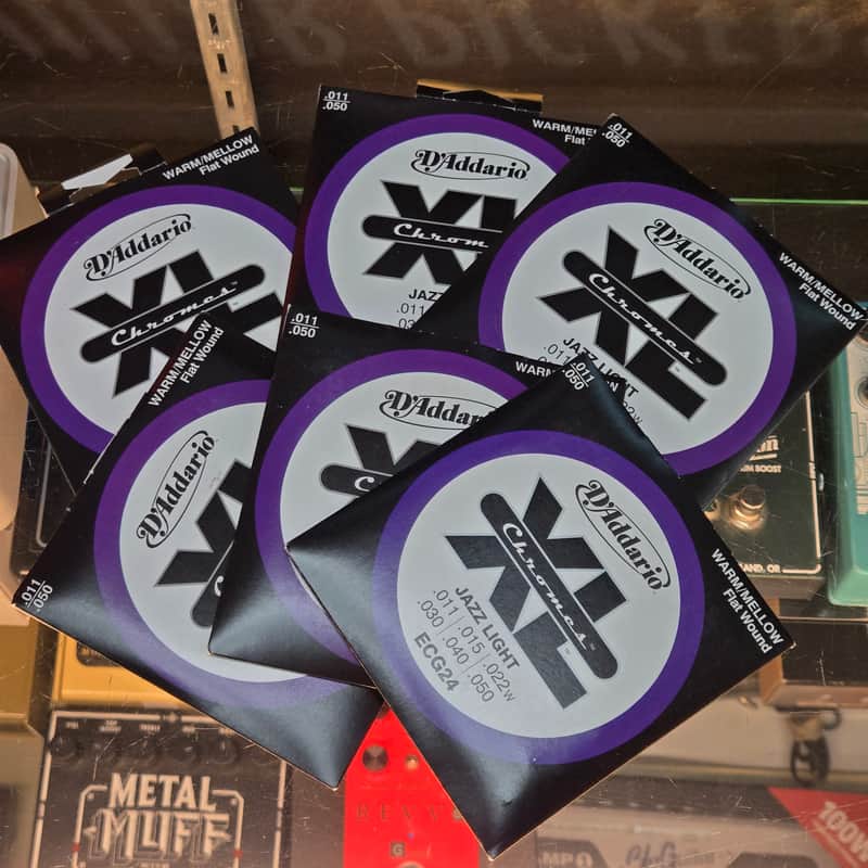 6 Sets - NOS D'Addario ECG24 Chromes Flat Wound Jazz Light Electric Guitar Strings, 11-50 image 1