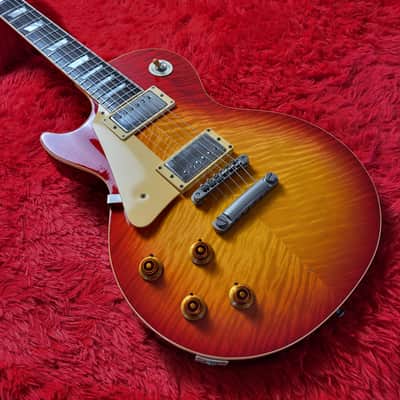 Super Rare Aria Pro II LS-1500VD Leopard Model 1981 - Left-Handed - Cherry Sunburst Lacquer Finish - Les Paul Standard - Flame Top - Original Covered DiMarzio PAF's - Made In Japan - MIJ image 3