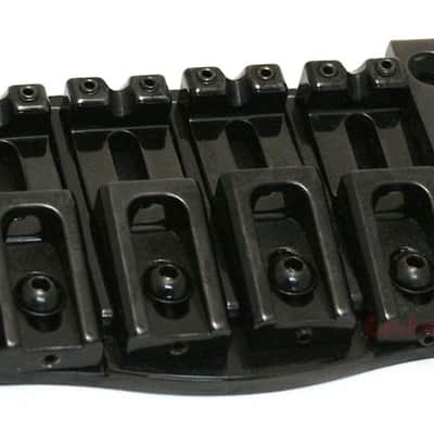 Hipshot 5T400B 4-String TransTone Flat Mount .750" Spacing Bass Bridge - BLACK image 1