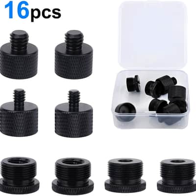 16pcs Mic Stand Adapter Parts Set, 5/8 to 3/8 & 5/8 to 1/4 Aluminum Microphone Holder Thread Screw Adapters Accessories Replacement for Mic Audio Stand Boom Arm Camera & Tripod image 3