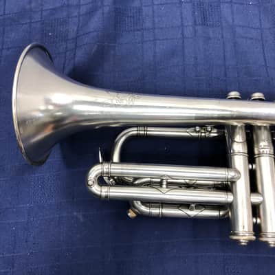 Vintage 1921 Frank Holton Clarke H-C Model Silver Bb Cornet with Original Case image 9