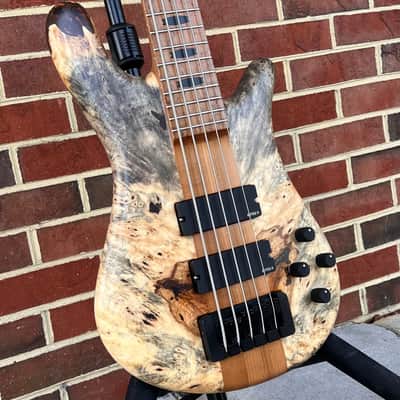 Spector USA NS-5XL, The Music Loft 30th Anniversary, Buckeye Burl Top, Reclaimed Redwood Body, Roasted Maple Neck, Roasted Birdseye Maple Fretboard, Ebony Inlays, Matching Headstock, EMG 40DCX Pickups, HAZ 9v, TSA Case image 3