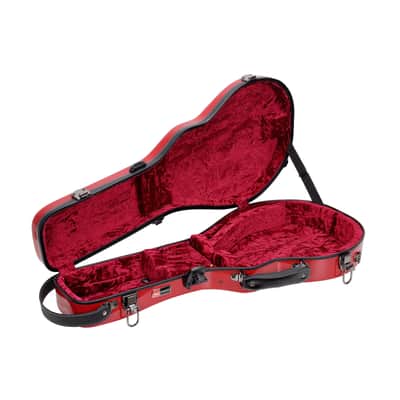 Crossrock Fiberglass Mandolin Hard Case Fits Both F & A Body Mandolin with Backpack Strap, Red image 3