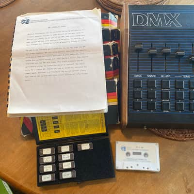 Oberheim DMX 8-Voice Drum Machine 1981 - Blue with Wood Sides image 8