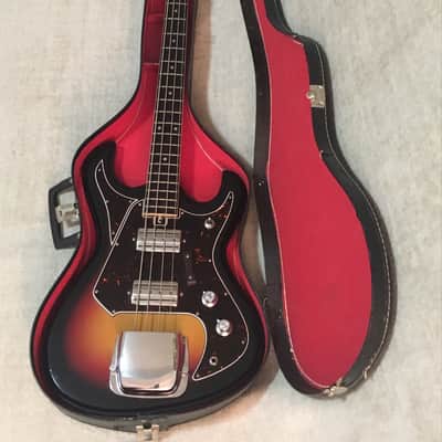 National EG467-2B / Silvertone 1490 Electric Bass 1960's Sunburst Japan + Case Super Clean! image 3