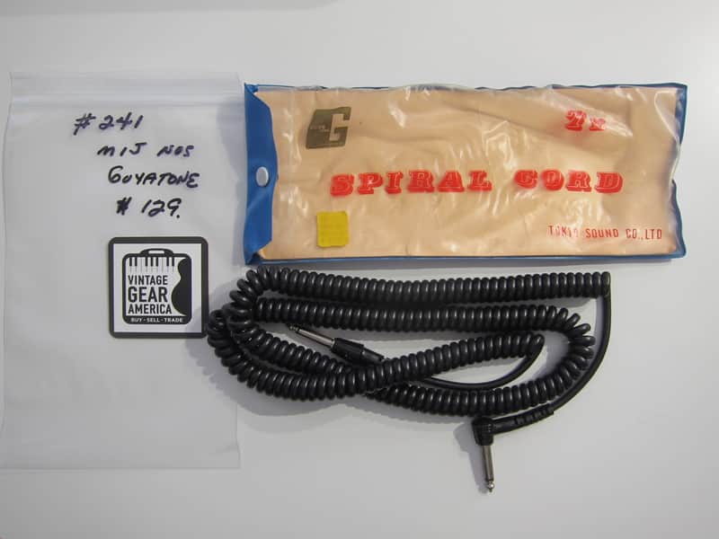 Guyatone Curly or Coil Cord Guitar Cable MIJ NOS Authentic Vintage Accessory Case Candy Circa-1960s-1970s-Black image 1