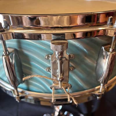 Gretsch Aqua Satin Flame, 4147 5x14' 8 Lug Snare Drum 1960's image 15