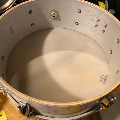 Gorgeous Gretsch Dixieland 14x5.5" 6-Lug Snare Drum with Round Badge 1958 - 1971 - White Marine Pearl image 19