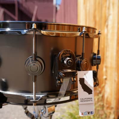 DW/USA Collectors Series 6.5x14" Snare Drum Satin Black over Brass Shell w/ Black Nickel Hardware image 7