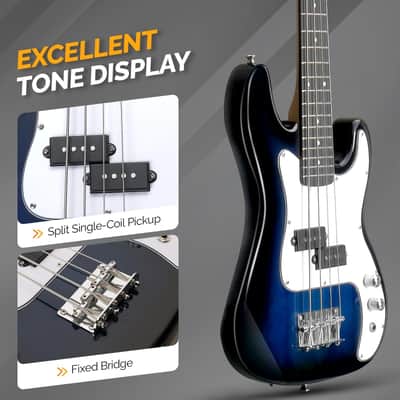 Glarry Dark Blue GP 36in Kid's Electric Bass Guitar image 3
