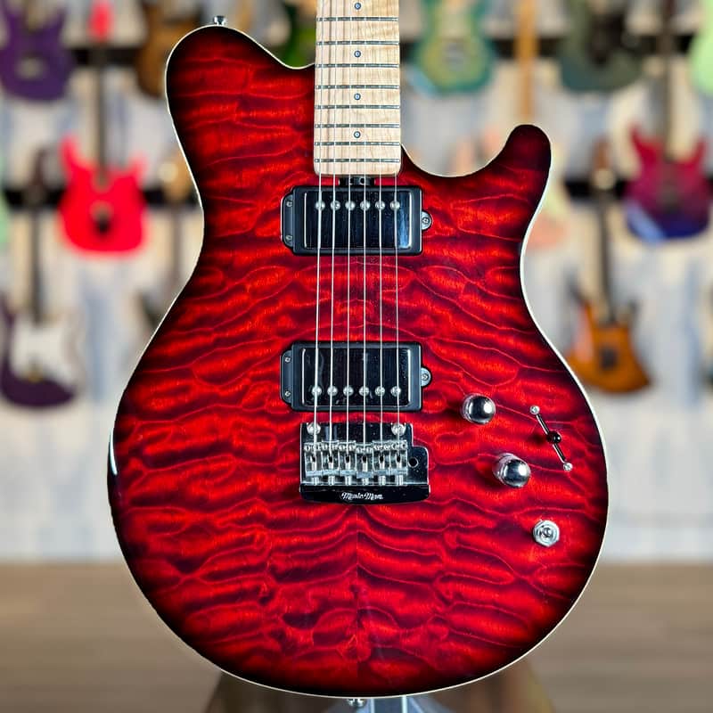 Ernie Ball Music Man Axis 25th Anniversary - Trans Red Burst - Quilt Maple Top image 1