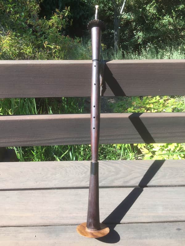 No Brand Sarune Bolon Folk Oboe / Shawm of the Toba Batak People of North Sumatra Indonesia 1990s - Natural Sumatran Hardwood, Ebony, Reed, Coconut and Water Buffalo Horn image 1
