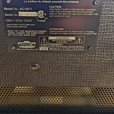 Vox AC15C1-G12C Custom Limited Edition 2-Channel 15-Watt 1x12" Guitar Combo 2019 - Present - Black image 3