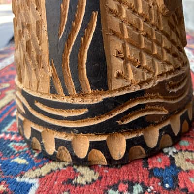 Vintage African Hand Carved Wood Djembe Hand Drum 22” image 10