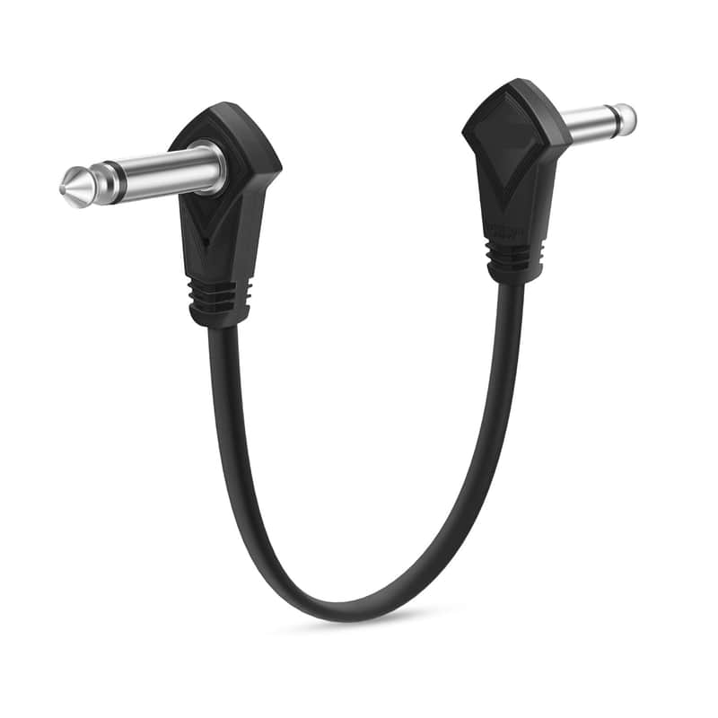 18inch Guitar Patch Cables 45 cm Black Pedal Effect Cord 1/4 TS Low Profile Right Angle for Guitar Pedals image 1