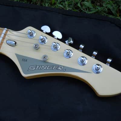 1980's C.F. Martin Stinger SSX Stratocaster, 6 String, White/Black, Nice Shape image 11
