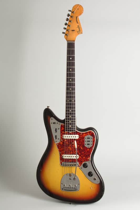 Fender  Jaguar Solid Body Electric Guitar (1965), ser. #105620, tweed hard shell case. image 1