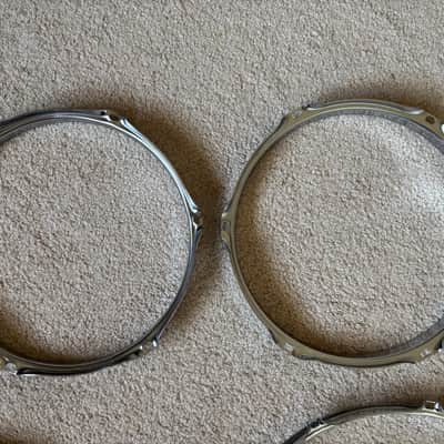 10” 6 Lug Gretsch USA Custom? Triple Flange Hoops + 14” 10 Lug Triple Flange Snare Hoops image 5