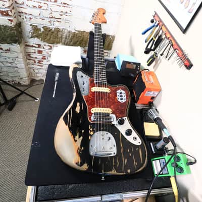 1963 Vintage Fender Jaguar Black Relic Electric Guitar image 16