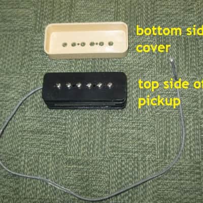 mostly very clean 1990s Gibson P-100 Soapbar pickup with Creme Cover (but can sell with black cover instead) NO mounting screws 6.3k - ideal for NECK position (2 conductor, solder connect) a P100 is a stacked humbucker that's hum-cancelling image 23