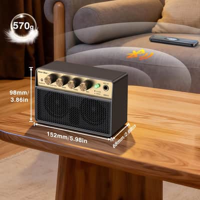 Mini Guitar Amp, 10W Electric Guitar Amplifier with Clean Drive Channel, 3.5mm Headphone/AUX Jack, 6H Work, USB-C Rechargeable Bluetooth Small Portable Amp for Indoor Practice Travel image 6