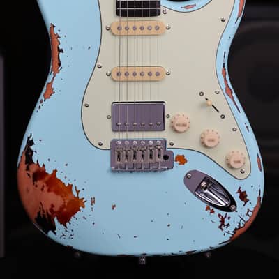 Dhatarattha HSS Strat-Style – Surf Blue Nitro Relic image 3