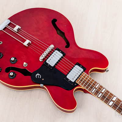 1981 Epiphone Riviera Vintage Semi-Hollow Guitar Cherry w/ Maxon Humbuckers, Japan Matsumoku image 9