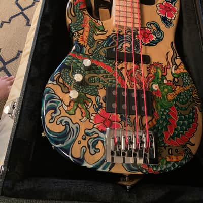 Left handed Carvin Custom Bass Natural w/ custom Dragon Artwork image 4