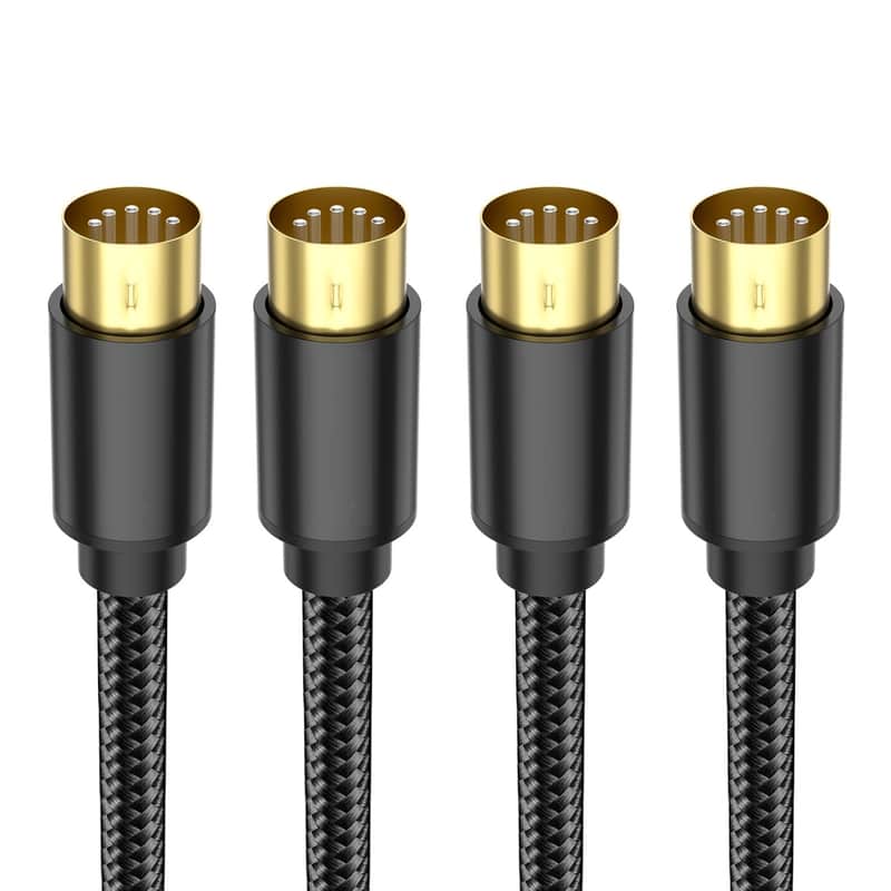 MIDI Cable 6FEET/1.8M-2Pack, Male to Male 5-Pin MIDI Cable Compatible with MIDI Keyboard, Keyboard Synth, Rack Synth, Sampler, External Sound Card, Sound Source and More-Black image 1