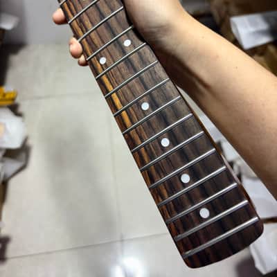 22frets Roasted flame Maple guitar neck Rosewood fingerboard 25.5 inch Bone nut gloss hole：10mm image 3