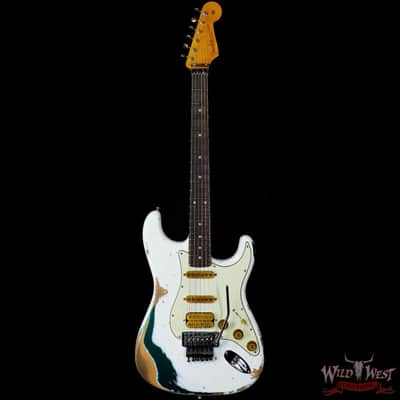 Fender Custom Shop Wild West White Lightning Stratocaster HSS Floyd Rose Rosewood Board 22 Frets Heavy Relic British Racing Green 8.20 LBS image 3