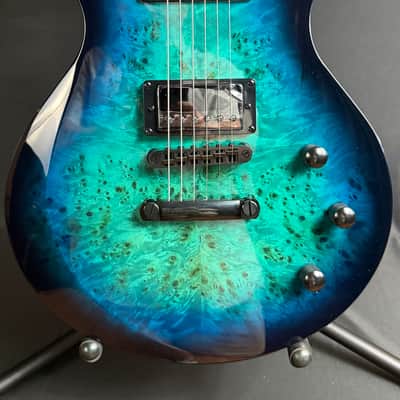 Schecter Solo-II Standard Electric Guitar Ocean Blue Burst Burl Finish image 2