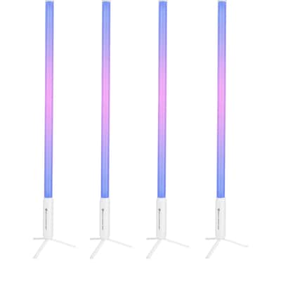Rockville 4x ROCK SABER White Wireless DMX DJ Battery Tube Lights+Stands+Bag image 14
