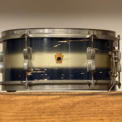 1950's WFL 6.5" x 14 Supreme Concert Model Blue & Silver Duco Snare Drum NOB Hoops image 11
