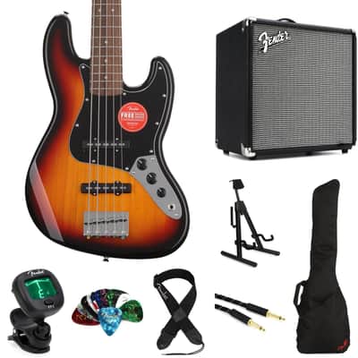 Squier Affinity Series Jazz Bass V and Fender Rumble 25 Amp Bundle - 3-color Sunburst image 1