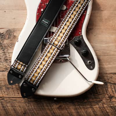Vintage Black & Gold 60s/70s Hippie Guitar Strap / Handmade in the UK / Case Candy image 3