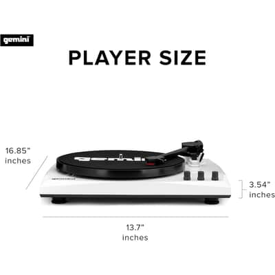 Gemini Sound TT-900-3-Speed Turntable with Bluetooth, 2-Way Stereo Speakers, and Pitch Adjustment (White) image 5