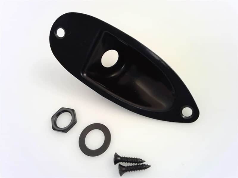 True Custom Shop® Black Input/output Boat Cup Jack Plate for Fender Strat image 1